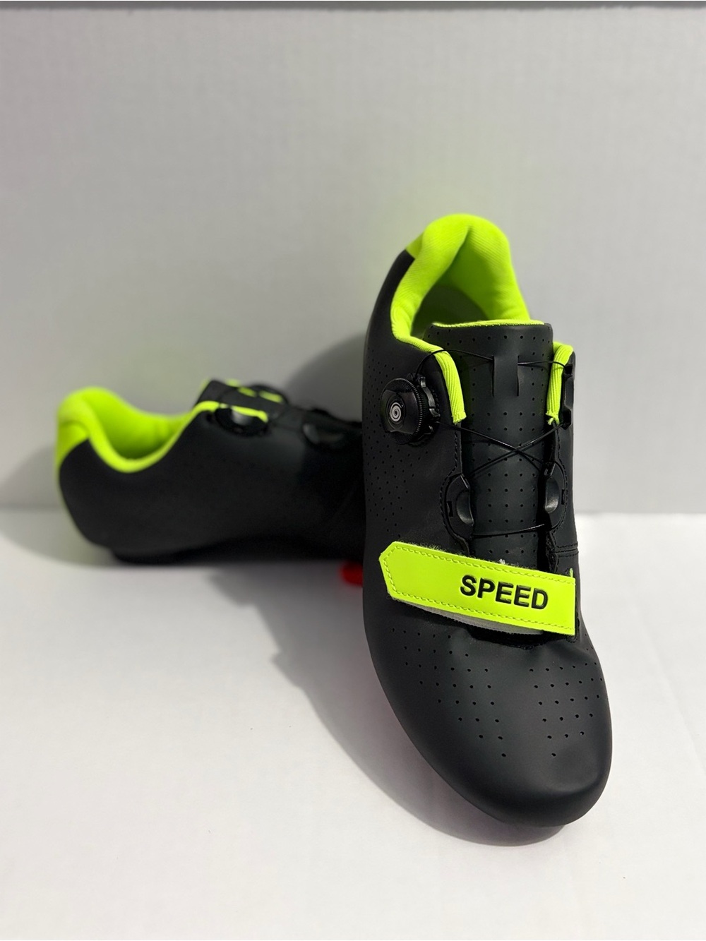Men's Black & Neon Yellow Speed Road Cycling Shoes Size US 10